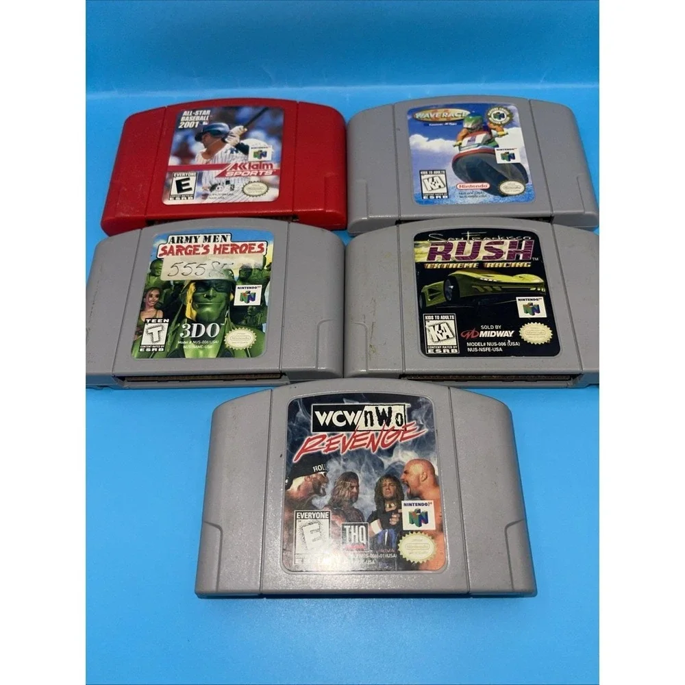 Nintendo 64 Game Lot Of 5 Rush Baseball Sarges Hero WCW Revenge Wave Race
